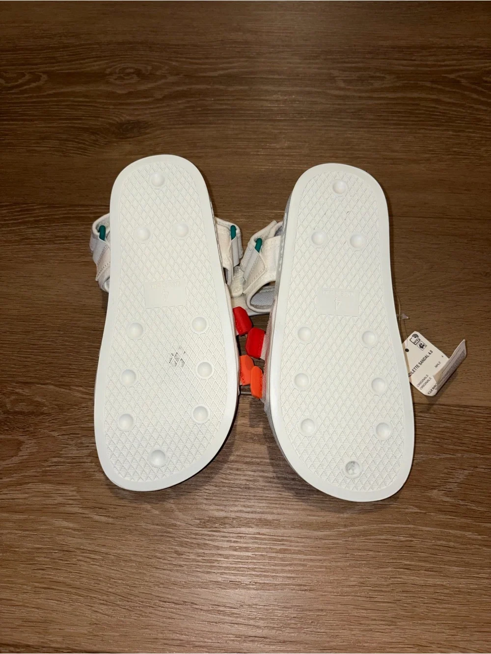 Adidas Adilette Sandal 4.0 White Multicolor Straps Men’s 4 Wmns 5.5 New Defects